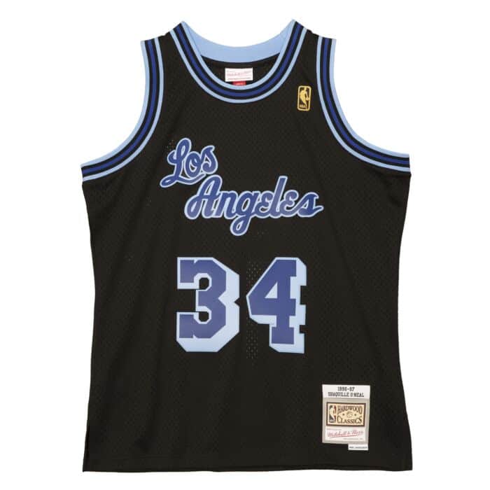 The Jersey Source Shaquille O' Neal Autographed La Lakers Blue Mitchell&Ness HWC Swingman Jersey-Beckett W Hologram *Black