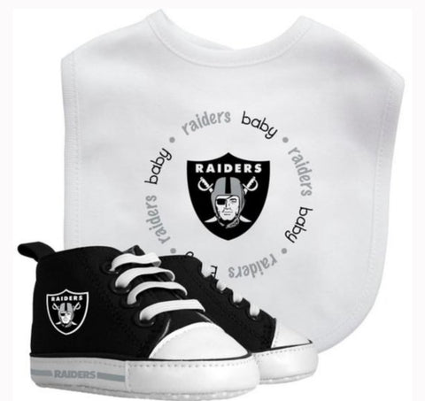 Las Vegas Raiders NFL 2-Piece Baby Gift Set | Bib & Pre-Walkers
