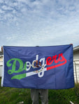 Los Angeles Dodgers Mexico wordmark blue Flag