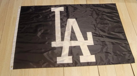 Los Angeles Dodgers Black Logo Banner Flag
