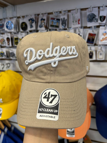 Los Angeles Dodgers khaki script 47 Brand Clean Up Adjustable Hat